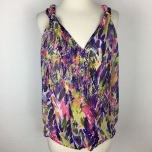 CAbi Petals Floral Chiffon Tank - Large